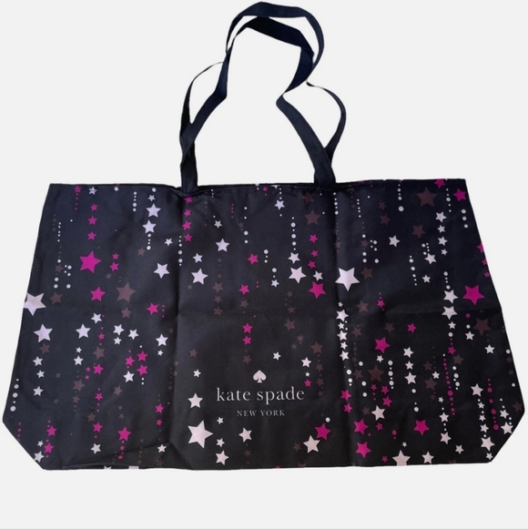 kate spade Handbags - NWOT Kate Spade Black & Pink Star Pattern Tote
